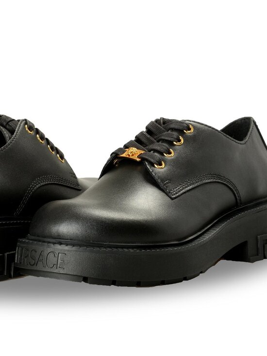 Versace Men\'s Black Leather Lace Up Derby Shoes US 9 IT 42 main image 5